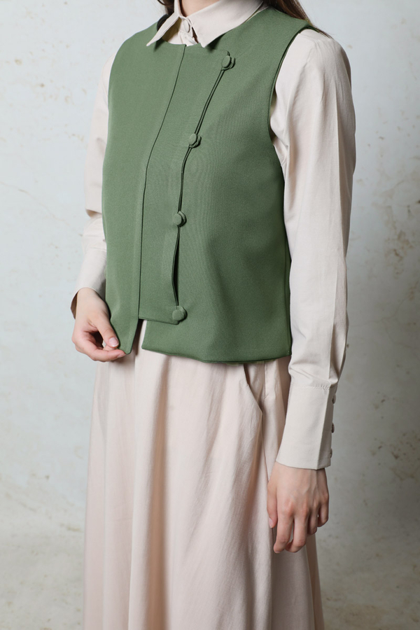 Kruvaze Yelek Haki - 3