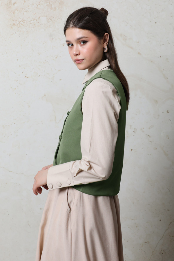 Kruvaze Yelek Haki - 6