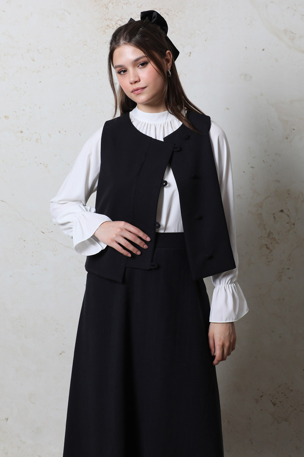 Kruvaze Yelek Siyah - 3