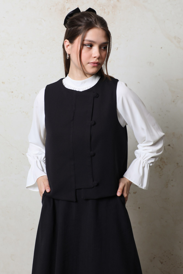 Kruvaze Yelek Siyah - 1