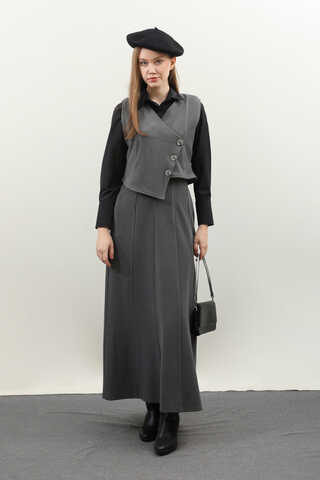 Kruvaze Yelekli Takım Antrasit - 2