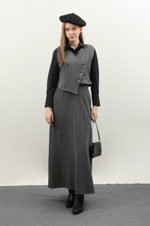 Kruvaze Yelekli Takım Antrasit - 2