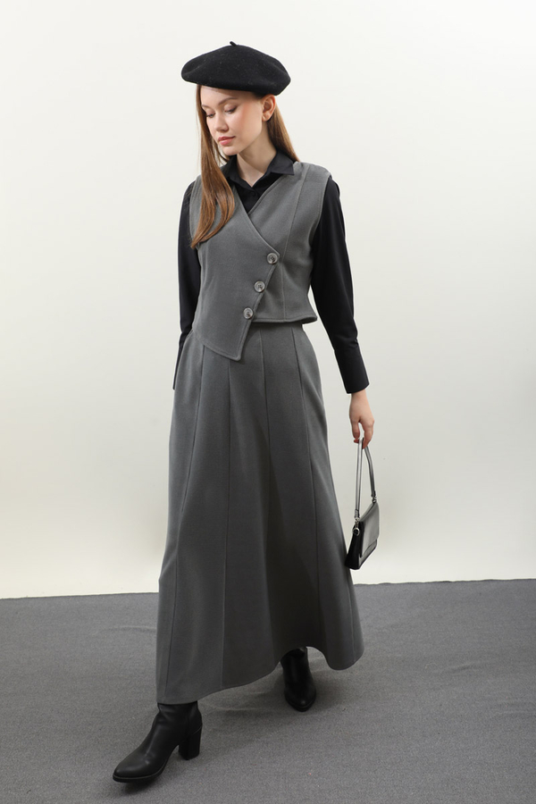 Kruvaze Yelekli Takım Antrasit - 4