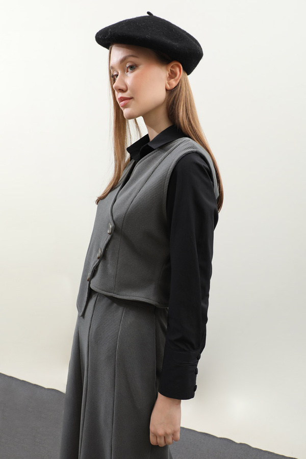 Kruvaze Yelekli Takım Antrasit - 5