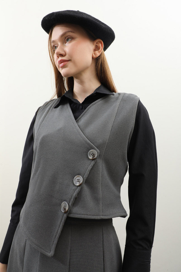 Kruvaze Yelekli Takım Antrasit - 6