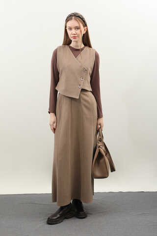 Kruvaze Yelekli Takım Koyu Vizon - 2