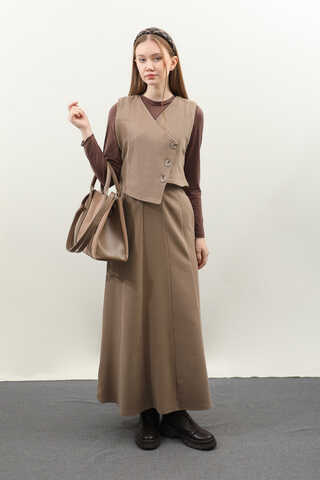 Kruvaze Yelekli Takım Koyu Vizon - 3