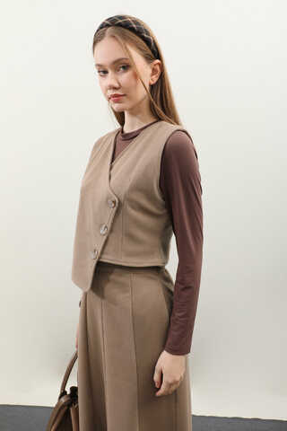 Kruvaze Yelekli Takım Koyu Vizon - 6