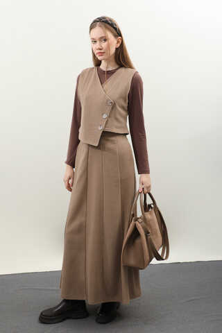 Kruvaze Yelekli Takım Koyu Vizon - 4