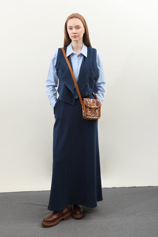 Kruvaze Yelekli Takım Lacivert - 4