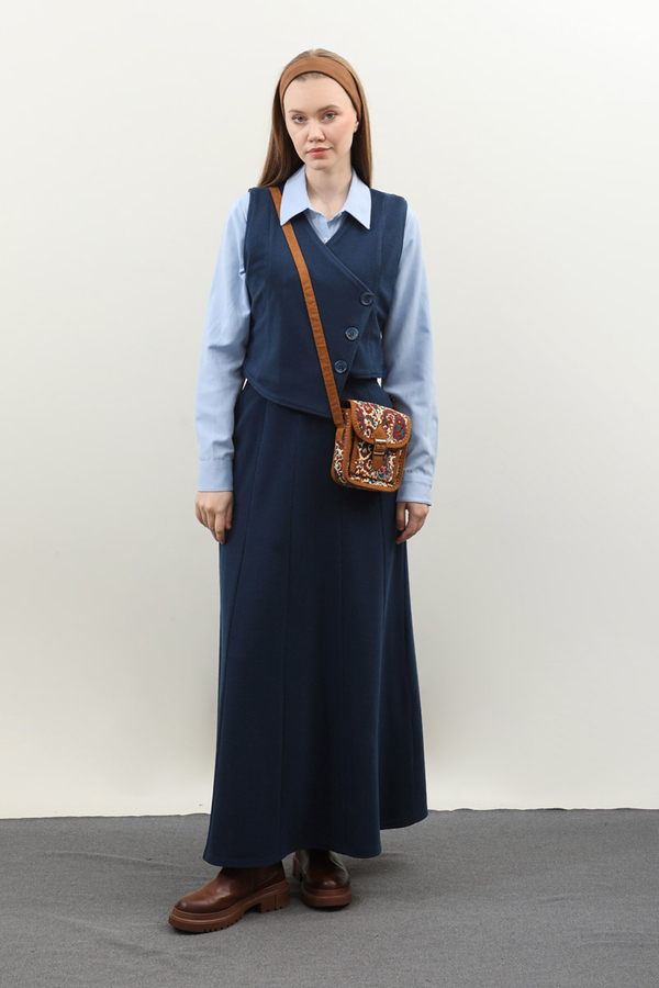 Kruvaze Yelekli Takım Lacivert - 5