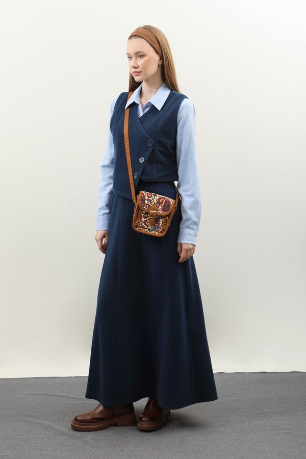 Kruvaze Yelekli Takım Lacivert - 6