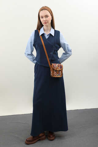 Kruvaze Yelekli Takım Lacivert - 7