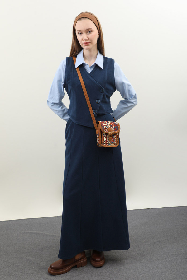 Kruvaze Yelekli Takım Lacivert - 7