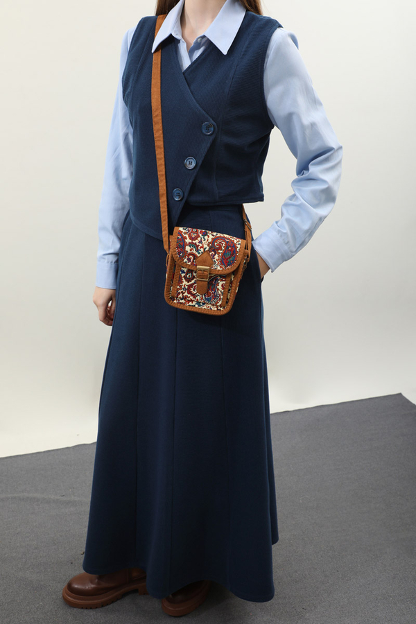 Kruvaze Yelekli Takım Lacivert - 8