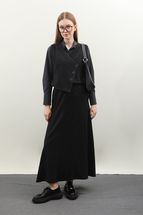 Kruvaze Yelekli Takım Siyah - 6