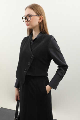 Kruvaze Yelekli Takım Siyah - 7