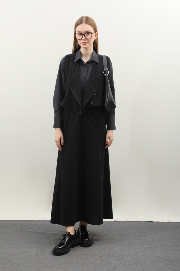 Kruvaze Yelekli Takım Siyah - 3