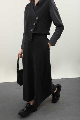 Kruvaze Yelekli Takım Siyah - 5