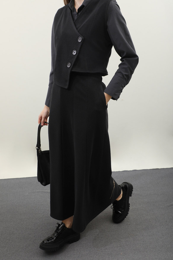 Kruvaze Yelekli Takım Siyah - 5