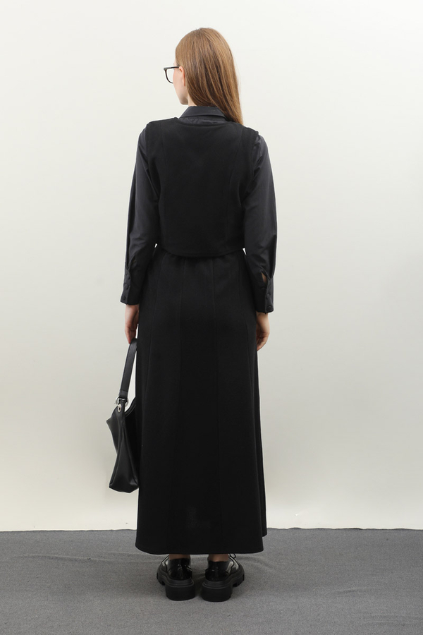 Kruvaze Yelekli Takım Siyah - 8