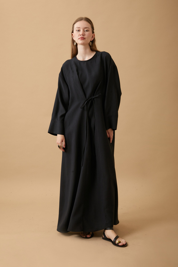 Kurdele Detaylı Elbise Siyah - 3