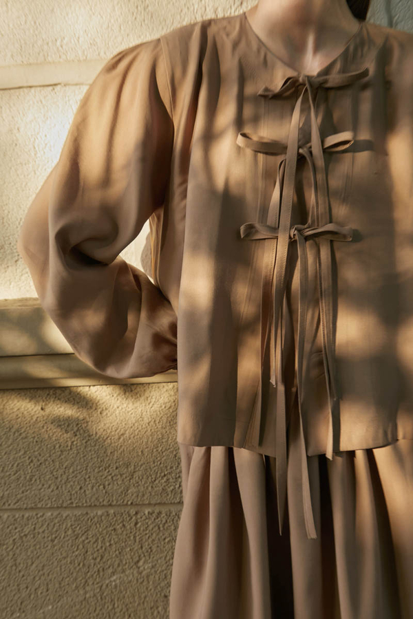 Kurdele Detaylı Etek Takım Açık Taba - 10