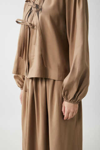 Kurdele Detaylı Etek Takım Açık Taba - 14