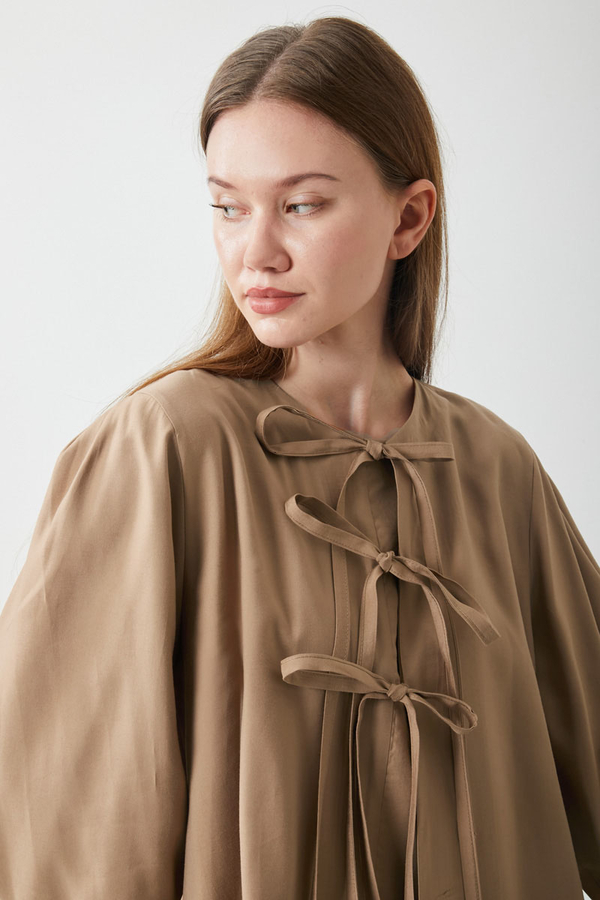 Kurdele Detaylı Etek Takım Açık Taba - 16