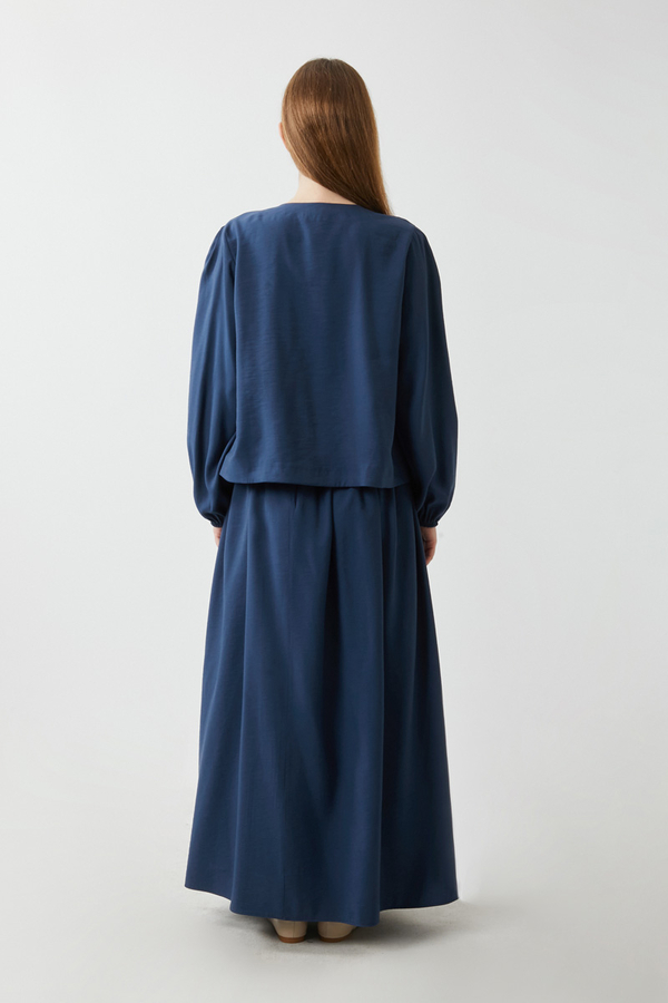 Kurdele Detaylı Etek Takım Lacivert - 6