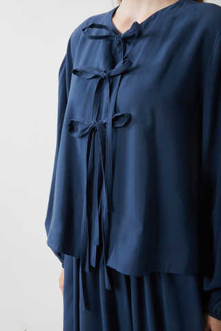 Kurdele Detaylı Etek Takım Lacivert - 5