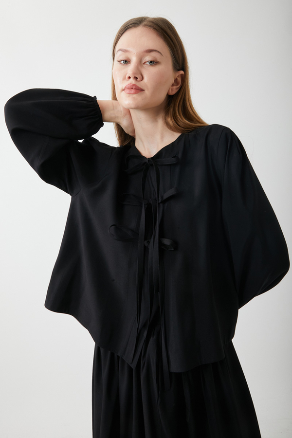 Kurdele Detaylı Etek Takım Siyah - 3