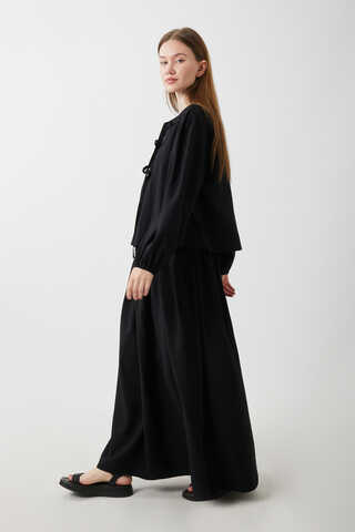 Kurdele Detaylı Etek Takım Siyah - 5