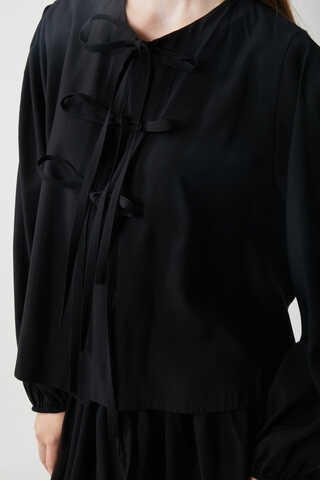 Kurdele Detaylı Etek Takım Siyah - 6