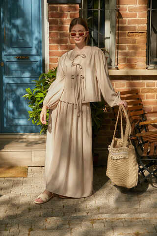 Kurdele Detaylı Etek Takım Taş - 2