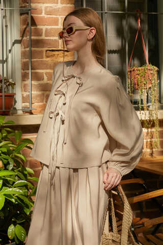 Kurdele Detaylı Etek Takım Taş - 7