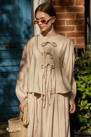 Kurdele Detaylı Etek Takım Taş - 5