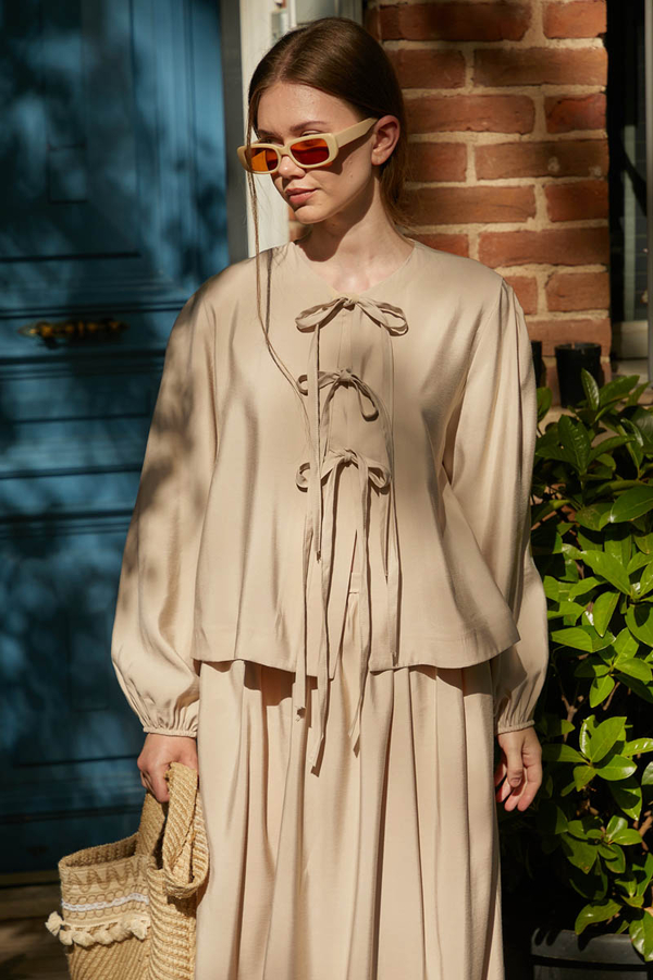 Kurdele Detaylı Etek Takım Taş - 5