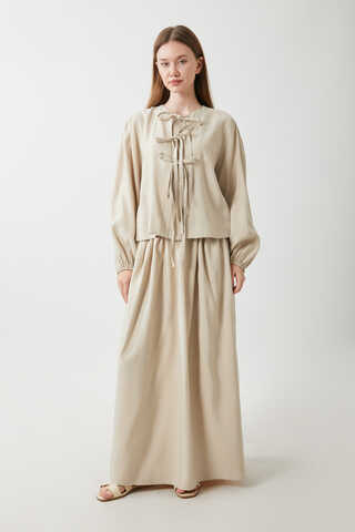 Kurdele Detaylı Etek Takım Taş - 11