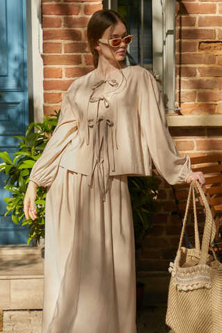 Kurdele Detaylı Etek Takım Taş - 3