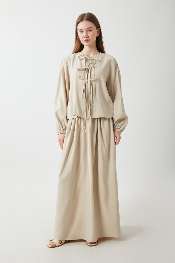 Kurdele Detaylı Etek Takım Taş - 11