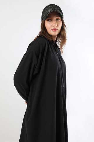 Kuş Gözü Çantalı Tunik Elbise Siyah - 4