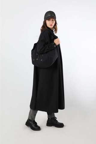 Kuş Gözü Çantalı Tunik Elbise Siyah - 3