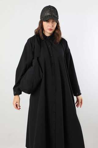 Kuş Gözü Çantalı Tunik Elbise Siyah - 2