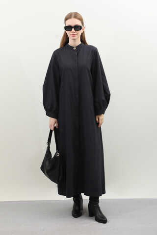 Kuşaklı Gabardin Elbise Siyah - 2