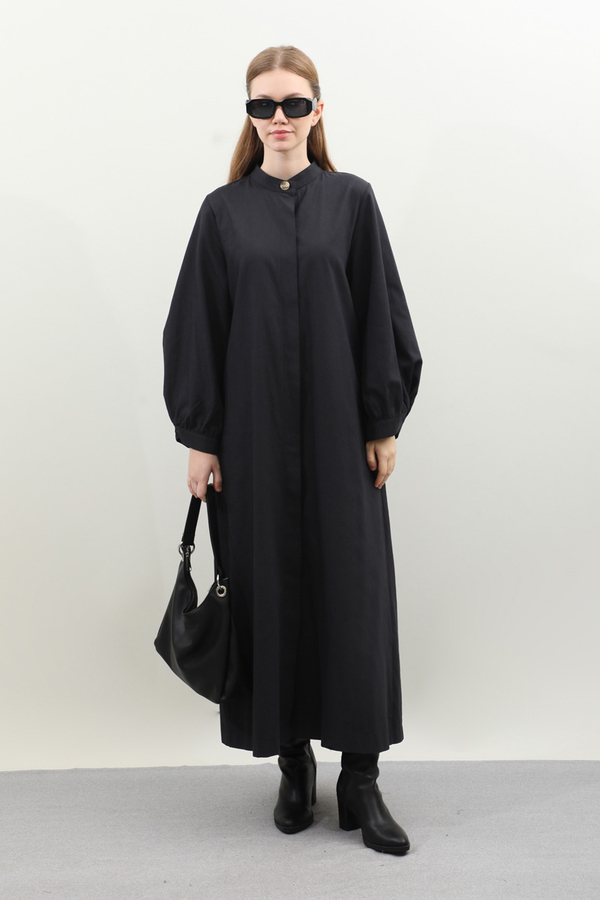 Kuşaklı Gabardin Elbise Siyah - 2