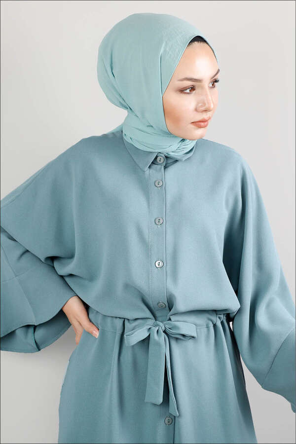 Kuşaklı Gömlek Tunik Açık Mint - 2