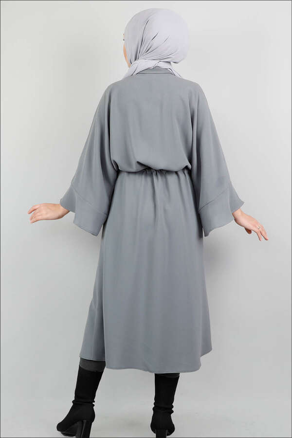 Kuşaklı Gömlek Tunik Gri - 4