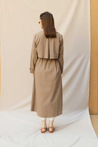 Kuşaklı Uzun Naturel Trençkot Camel - 7
