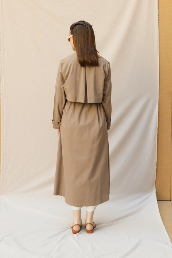 Kuşaklı Uzun Naturel Trençkot Camel - 7
